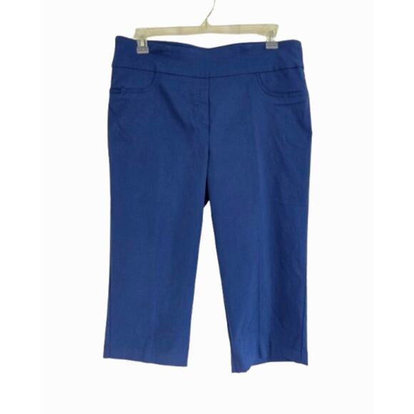 Ruby Rd Slimming Capri Pants Slacks Women's Size 18 Dark Blue Stretch Straight - Picture 1 of 12